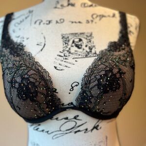 VICTORIA'S SECRET VERY SEXY LACE SHINE STRAP PUSH UP BRA 34C in Black